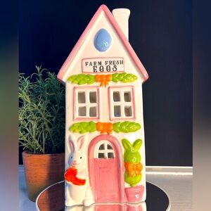 Rachel Ashwell Farm Fresh Eggs Ceramic Easter House | Lighted Bunny Decor | NWT